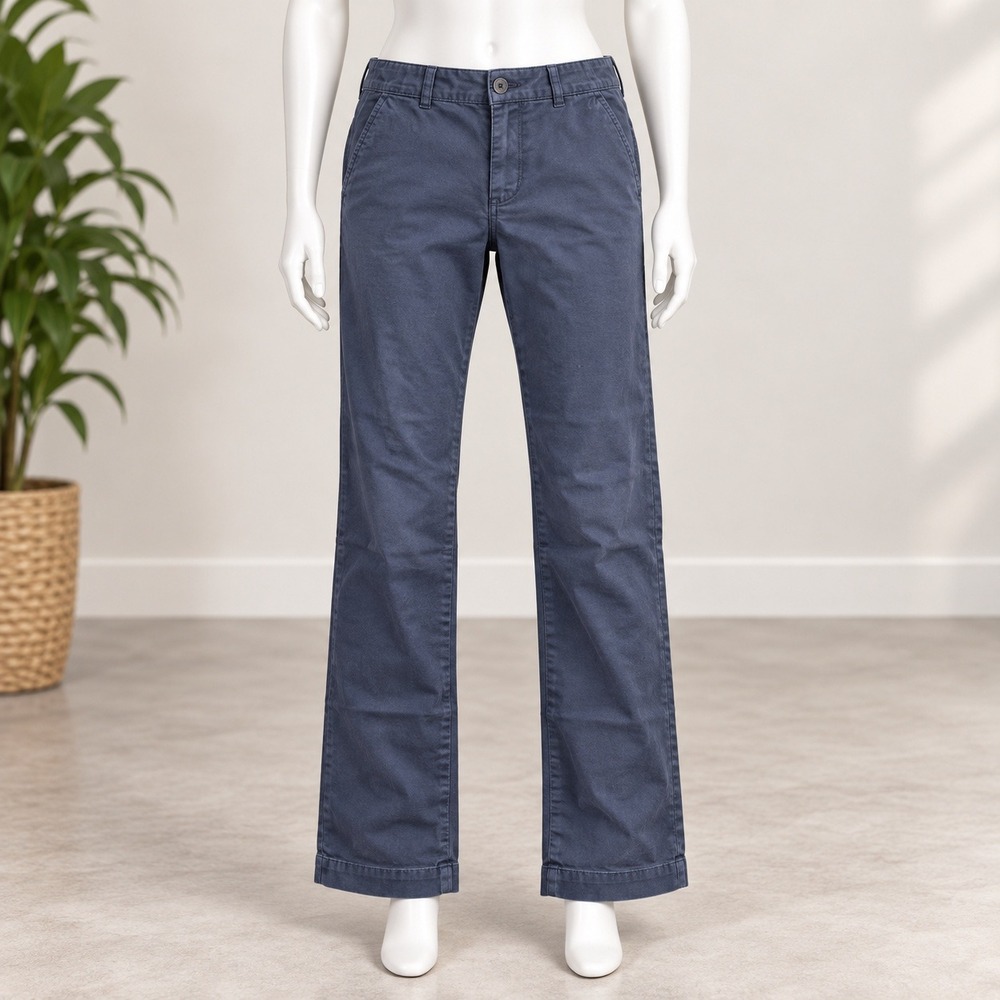 Ann Taylor Loft Original Chino Pants Womens 8 Navy Blue Straight Leg Trouser